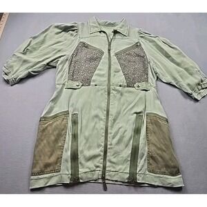 Free People Sage Green Utility Mini Dress